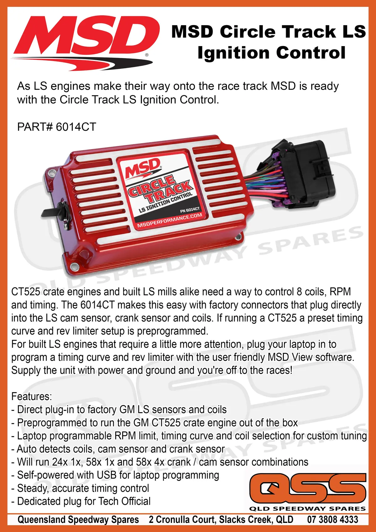 Msd Circle Track Ls Ignition Control System Suit Ct525 Engine 1