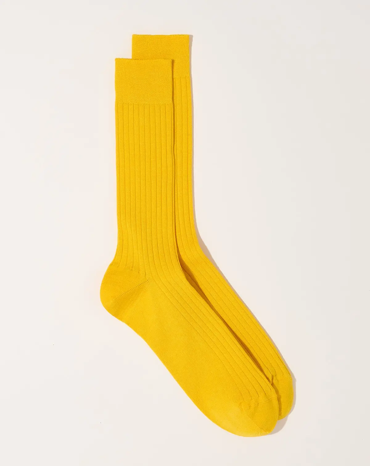 Silk Cotton Ribbed Socks In Susuki Gold 1