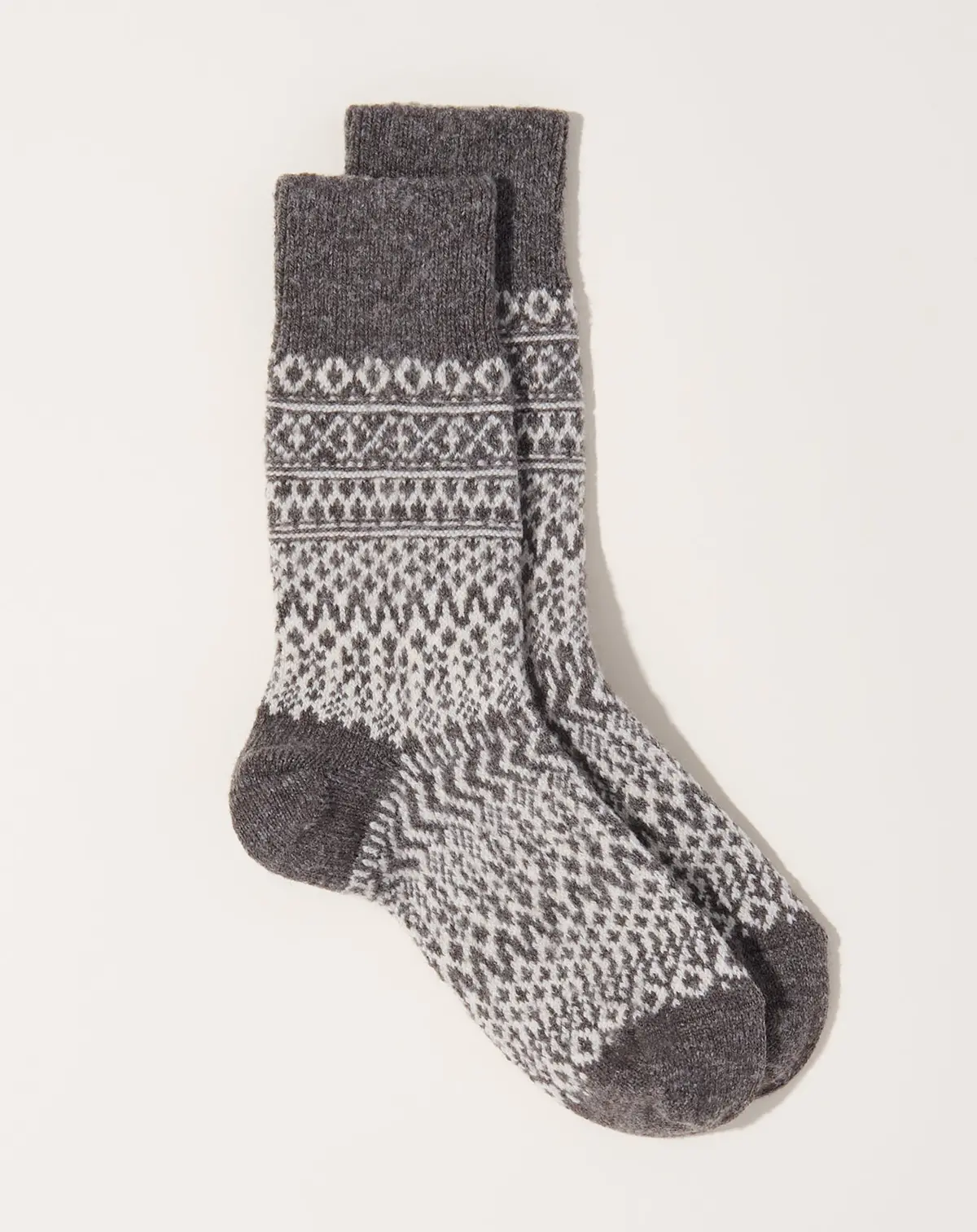 Wool Jacquard Socks In Grey 1
