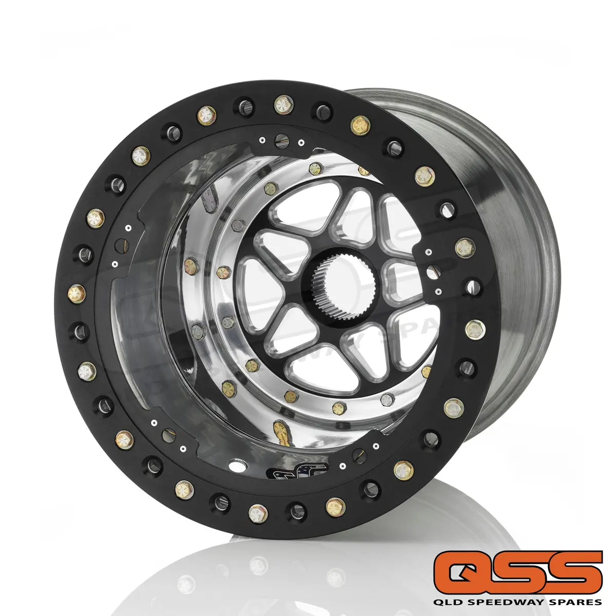 Sander Engineering 15-176-So2 Splined Mount Sprintcar Rear Wheel 15" X 17" X 6" With Outside #2 Beadlock 1