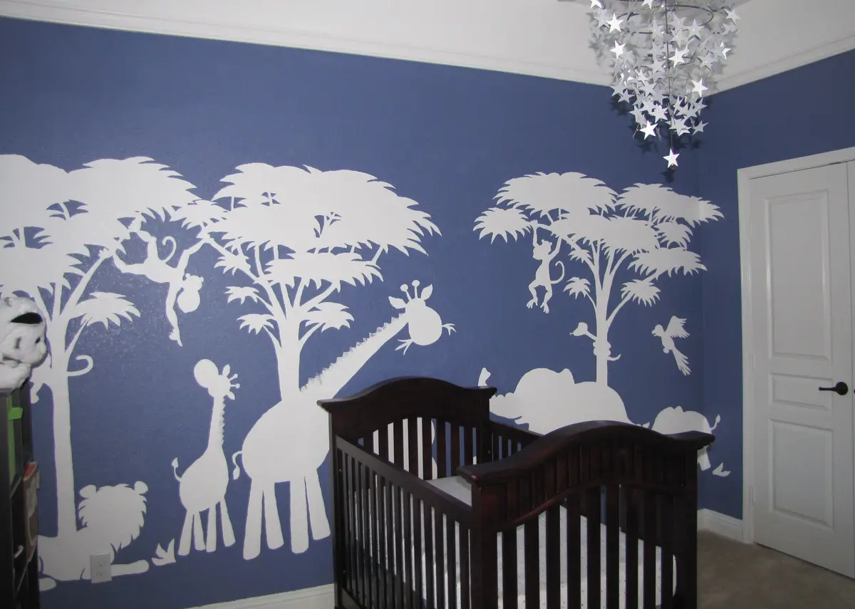 Large Silhouette Safari Paint-By-Number Wall Mural 1
