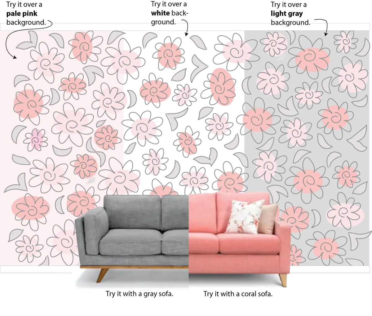 Small Squiggly Flowers Paint-By-Number Mural 1