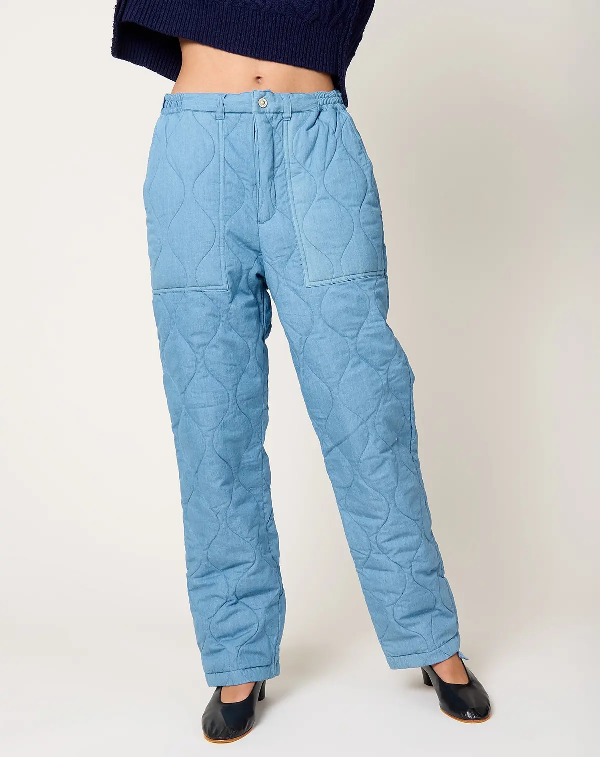Military Down Pants In Blue Denim 1