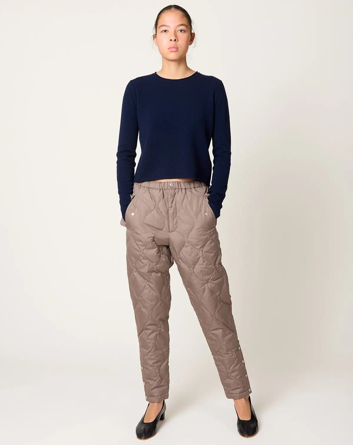 Button Slit Down Pants In Dark Khaki 1