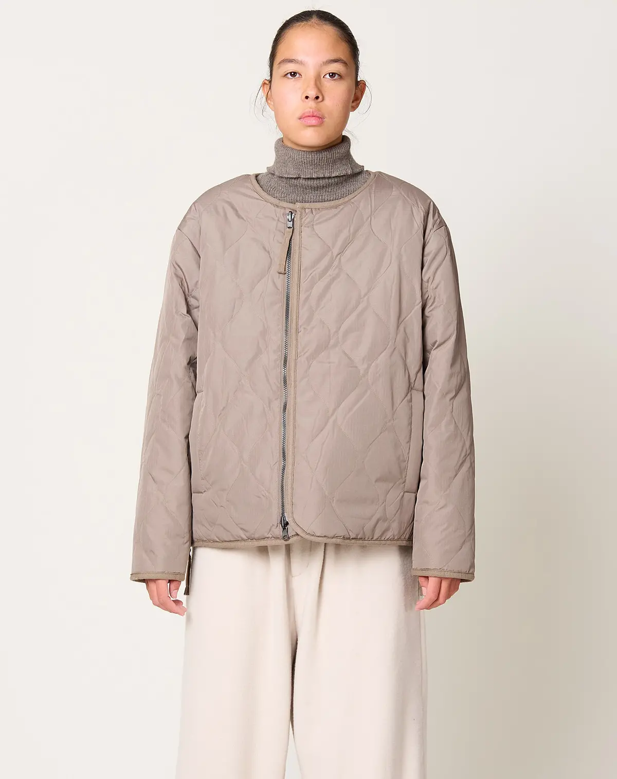 Military Reversible Down X Boa Crewneck Jacket In Mocha 1