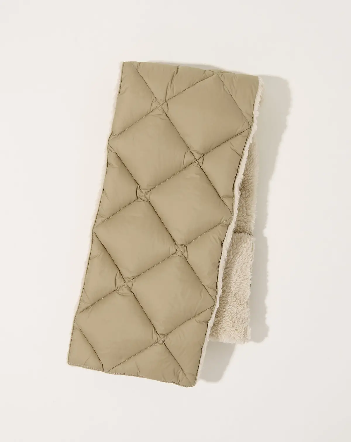 City Reversible Down Scarf In Khaki & Beige 1