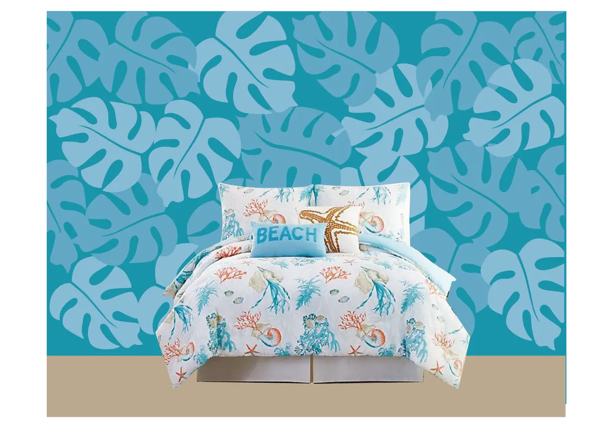 Small Tropical Leaves- Paint By Number Mural 1