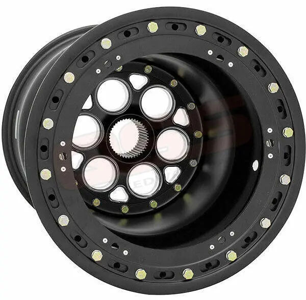 Weld Right Rear Wheel 15" X 17" X 6" With Double Bead-Loc 6 Dzus Cover - All Black 1