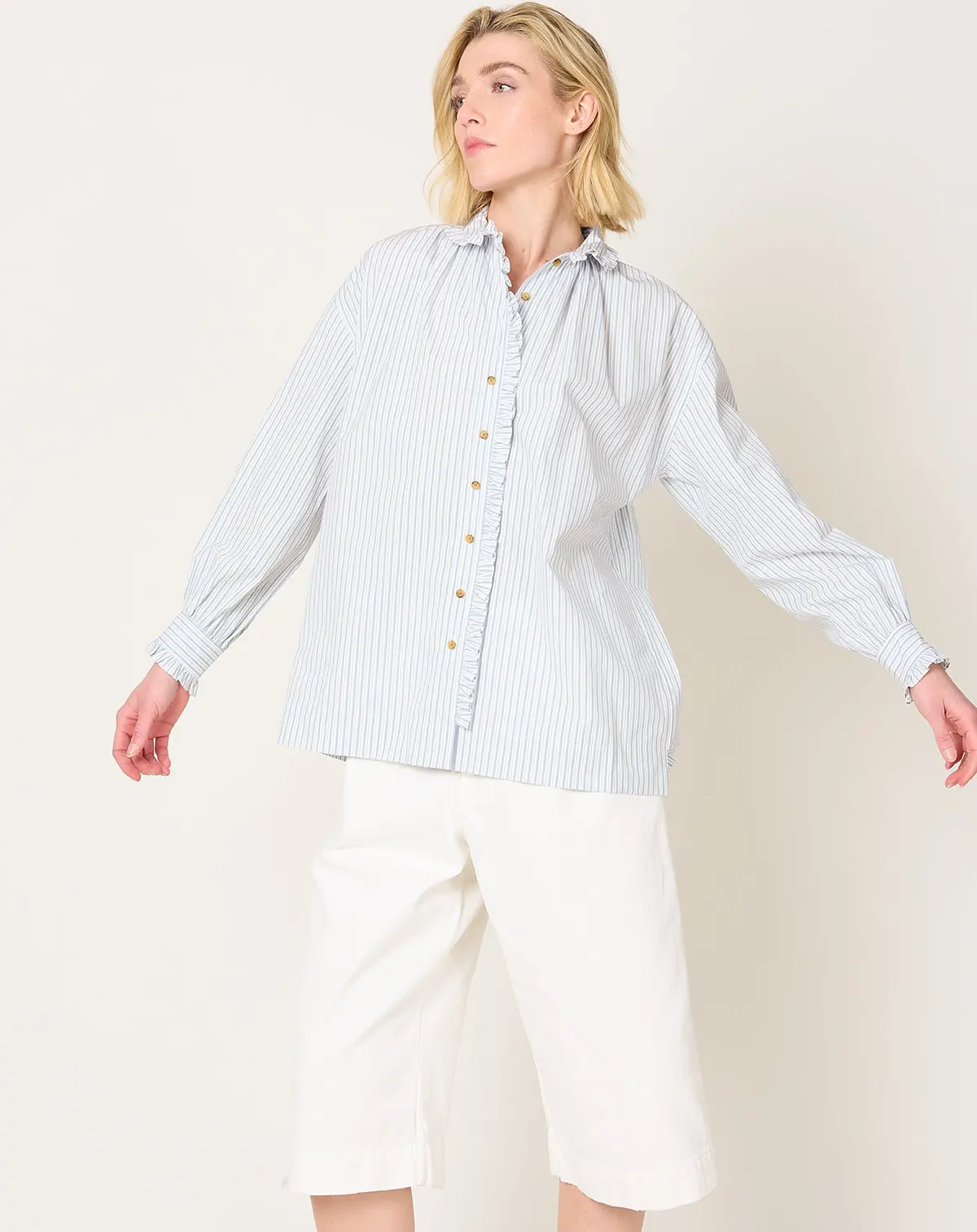 Poppy Blouse In Robin's Egg Stripe 1
