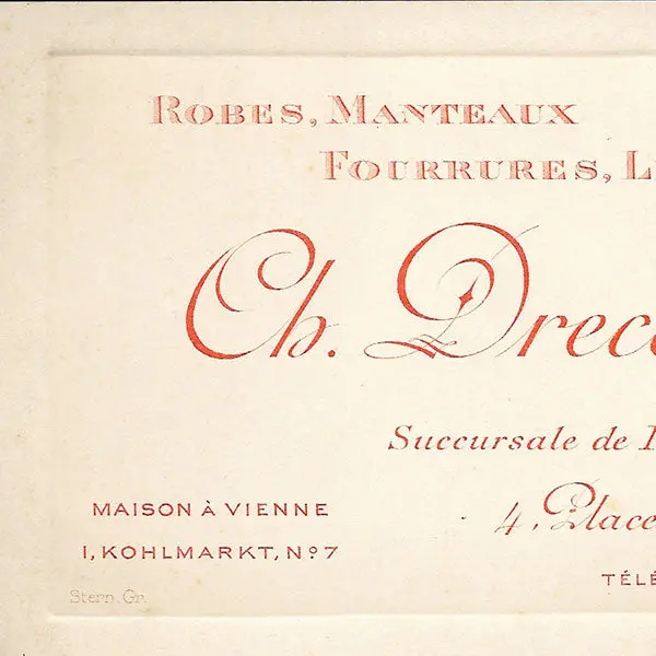 Drecoll - Carte De La Maison De Couture, 4 Place De L'opéra À Paris (Circa 1910) 2