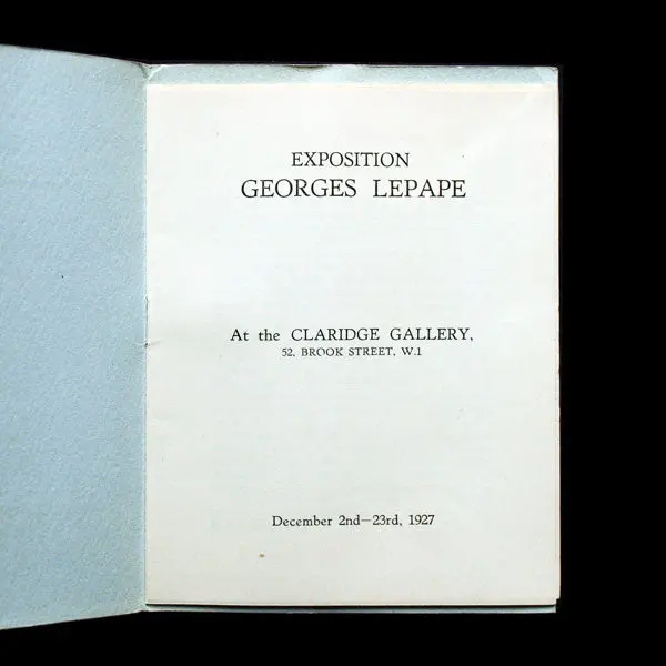 Lepape - Exposition Georges Lepape At The Claridge Gallery À Londres (1927) 2