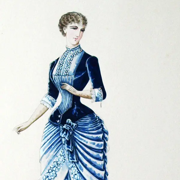 Ernest Leduc - Dessin D'une Robe Pour Une Maison De Couture (Circa 1860-1870) 2