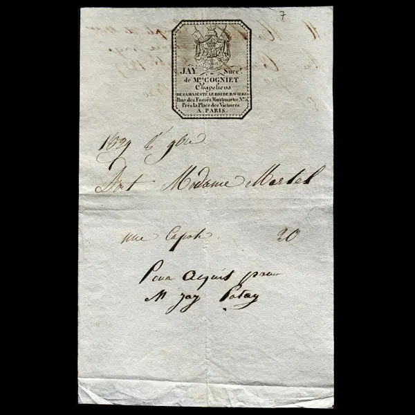 Jay Successeur De Messieurs Coignet Chapeliers, Rue Des Fossés Montmartre À Paris (1829) 1