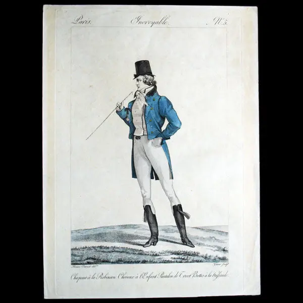 Incroyables Et Merveilleuses, Planche N°5, Incroyable Au Chapeau À La Robinson, Par Horace Vernet (1811) 1