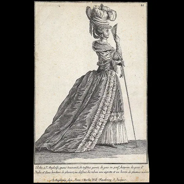 Gallerie Des Modes Et Costumes Français, 1778-1787, Copie D'époque De La Gravure N°135, Robe À L'anglaise (1779) 1