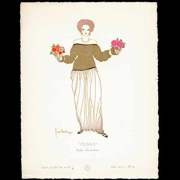 Gazette Du Bon Ton - Flore, Robe D'intérieur, Planche De Georges Lepape (N°3, 1914) 1
