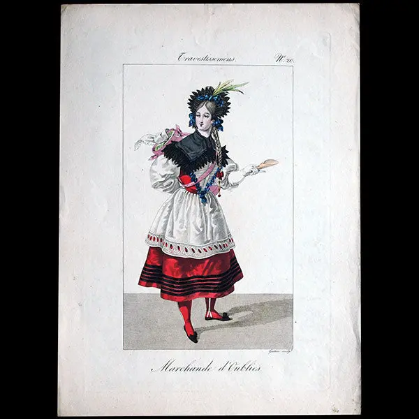 Gavarni - Travestissemens, Planche N°20 Marchande D'oublies Par Paul Gavarni (1827-1830) 1