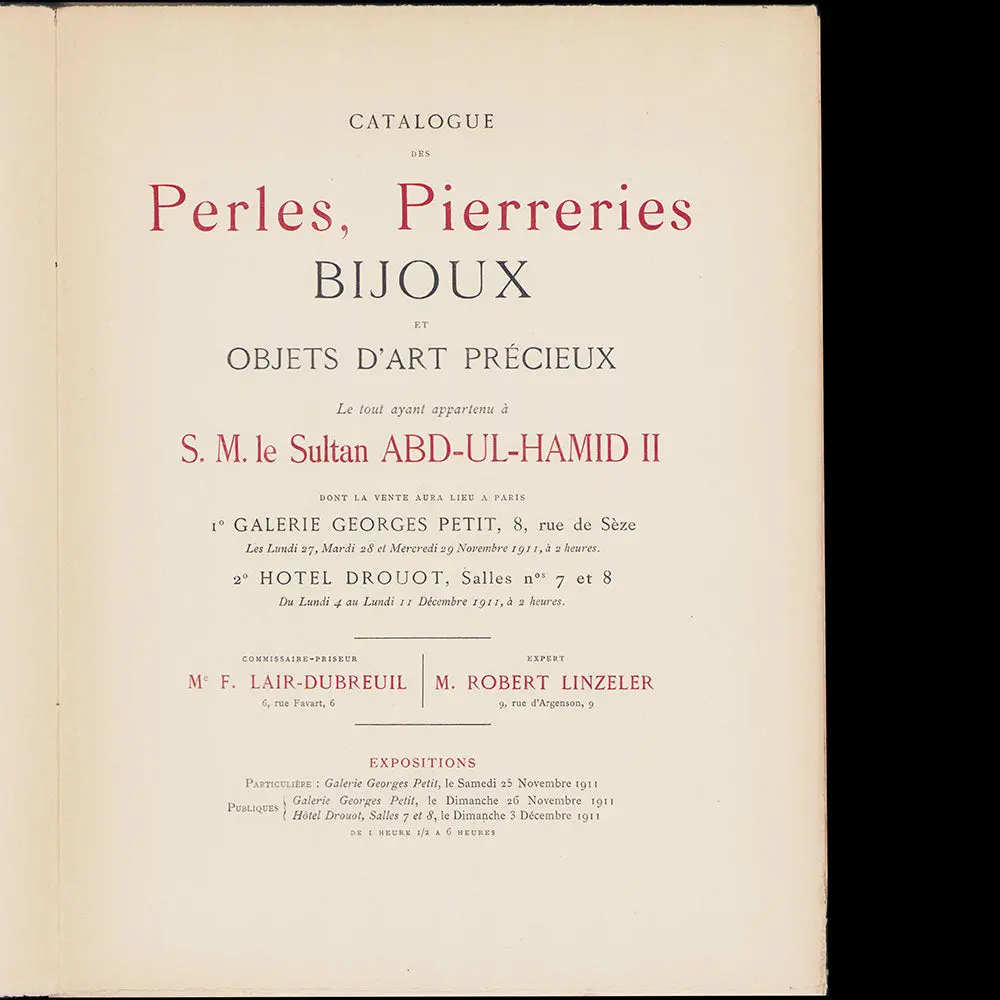 Catalogue Des Perles, Pierreries, Bijoux Et Objets D'art Précieux Le Tout Ayant Appartenu À S.M. Le Sultan Abd-Ul-Hamid Ii (1911) 2