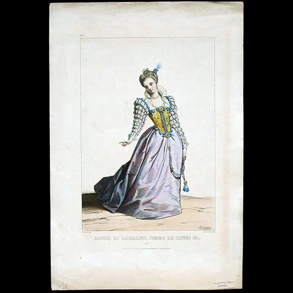 Achile Deveria - Costumes Historiques De Ville Ou De Théâtre, Planche N°75, Louise De Lorraine, Femme De Henri Iii (1831) 1