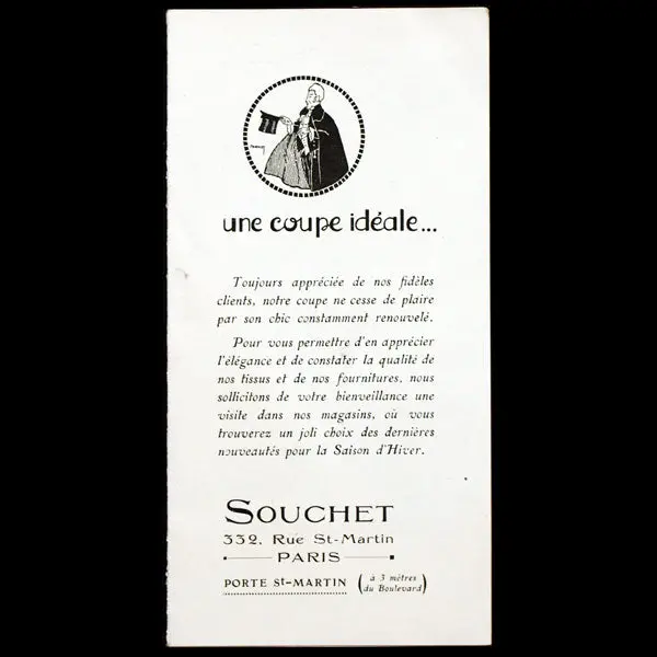 Une Coupe Idéale, Par Le Tailleur Souchet, 332 Rue Saint-Martin À Paris, Illustrations De Chaplet Circa 1920) 1