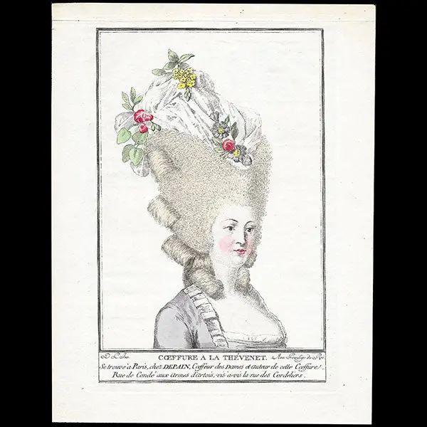 Depain - Coeffure À La Thevenet, Coeffure À L'indienne, Deux Gravures De La Suite De Coiffures Au Beau Sexe (Circa 1777) 2