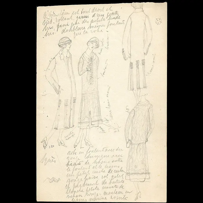 Agnès - Dessin D'une Robe Et D'un Manteau (1920S) 1