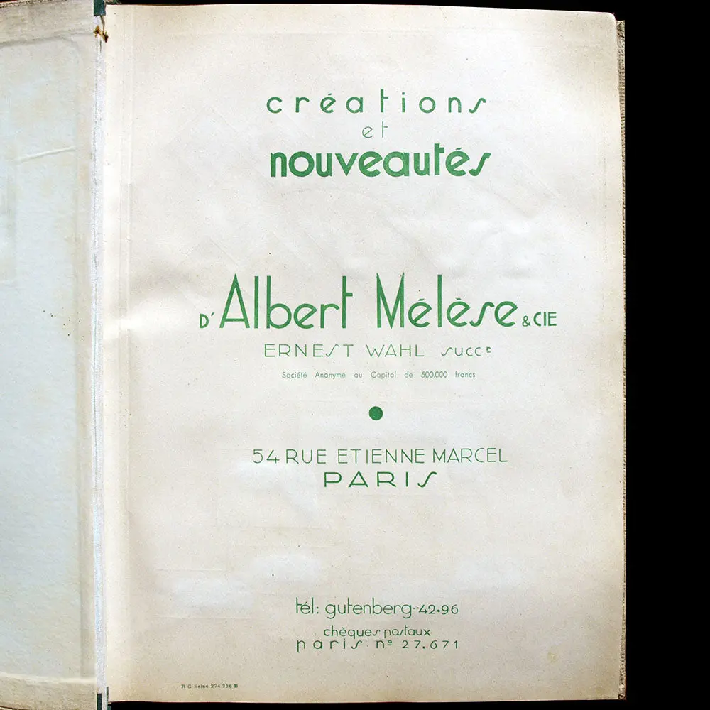 Wahl, Albert Mélèse & Cie - Créations Et Nouveautés, Album De Présentation De Tissus, Été 1938 2