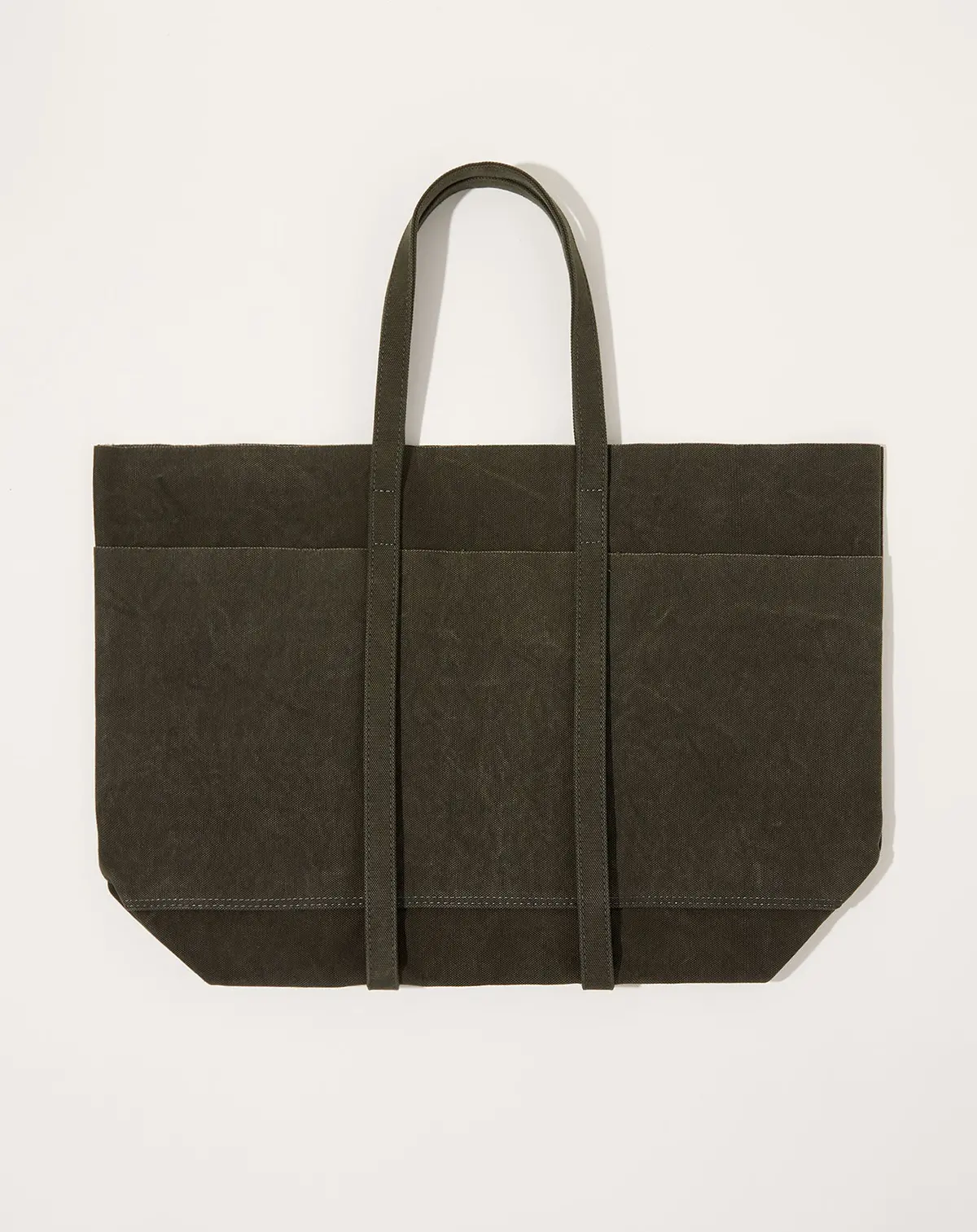 Washed Canvas 6 Pocket Tote In Olive 1