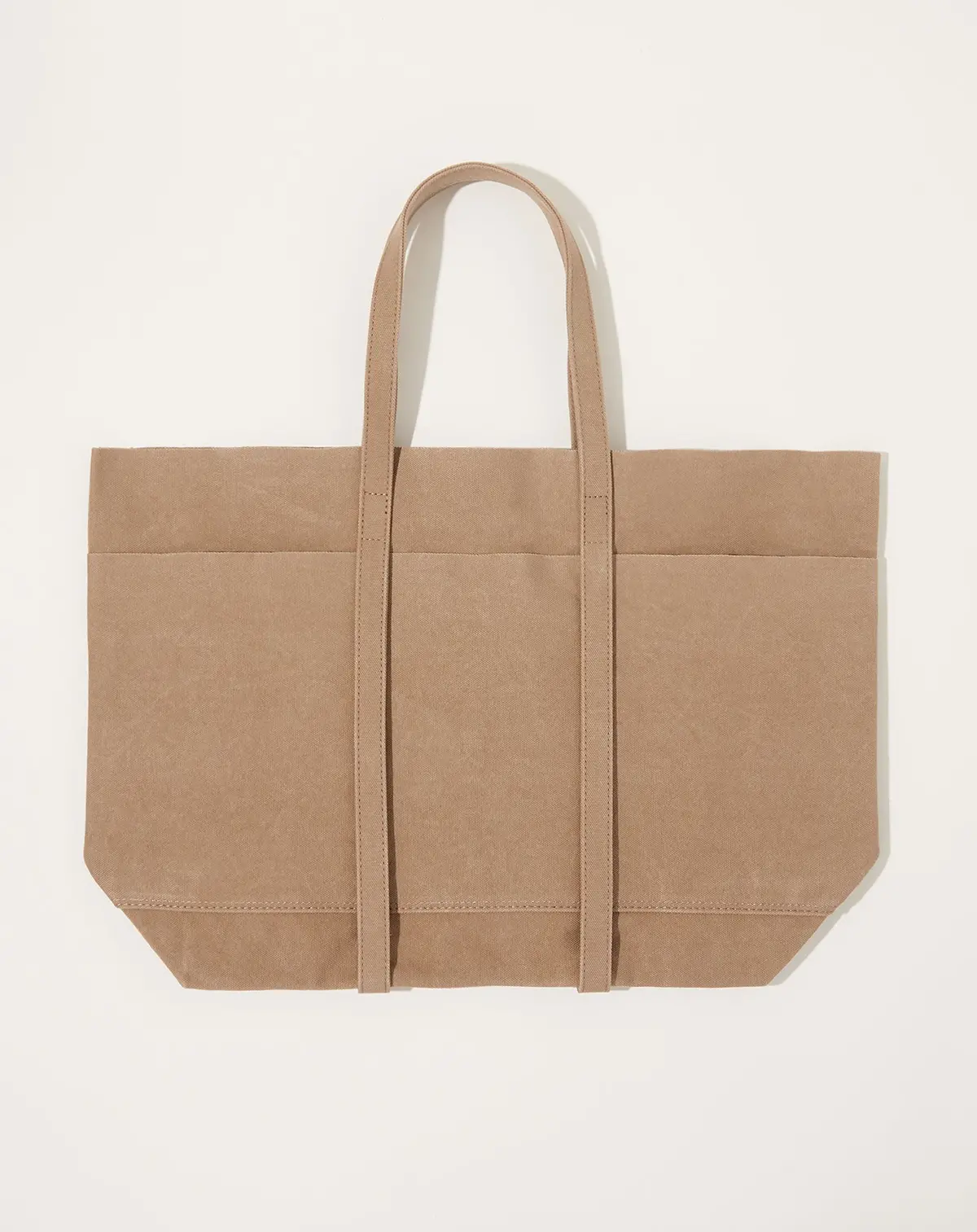 Washed Canvas 6 Pocket Tote In Taupe 1