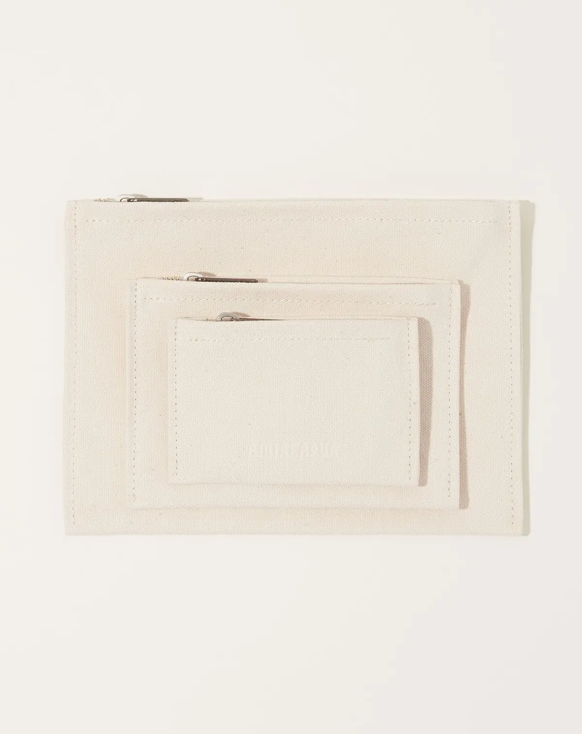 Washed Canvas Pouch In White 1