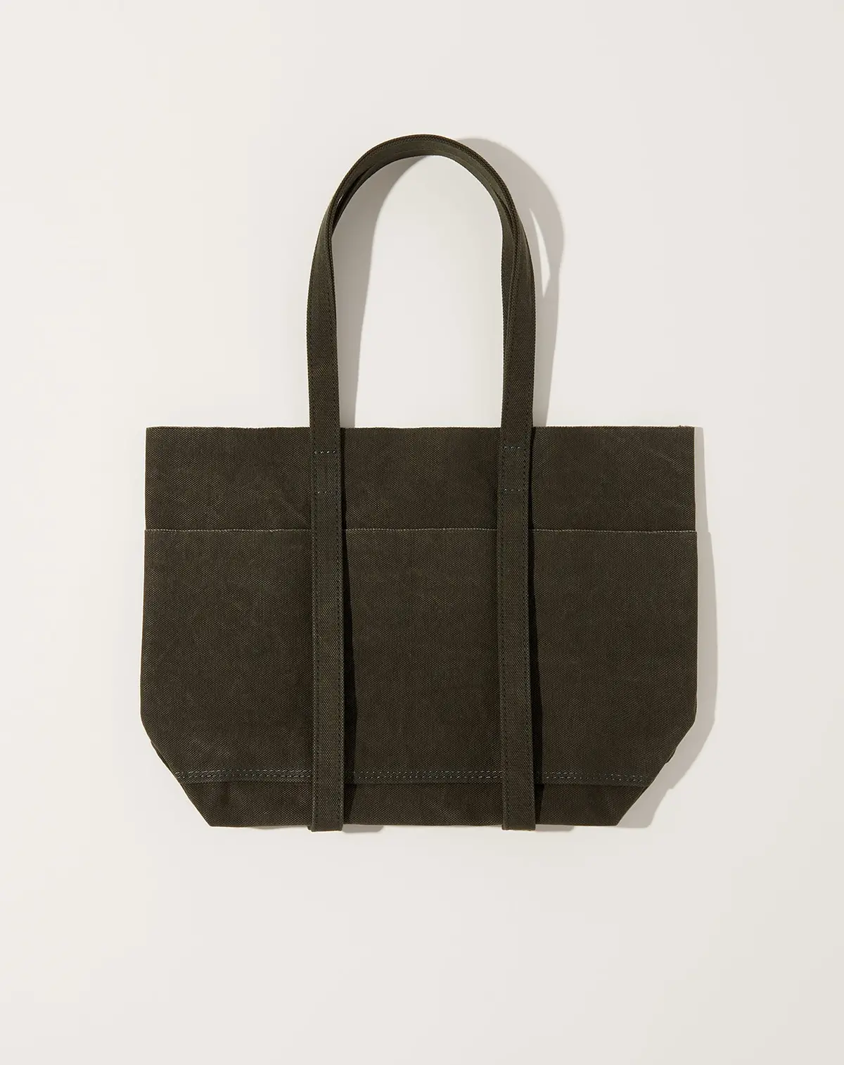 Washed Canvas 6 Pocket Small Tote In Olive 1