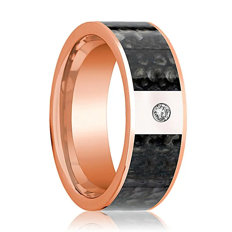 Anzu | 14K Rose Gold Blue Dino Bone Ring 1