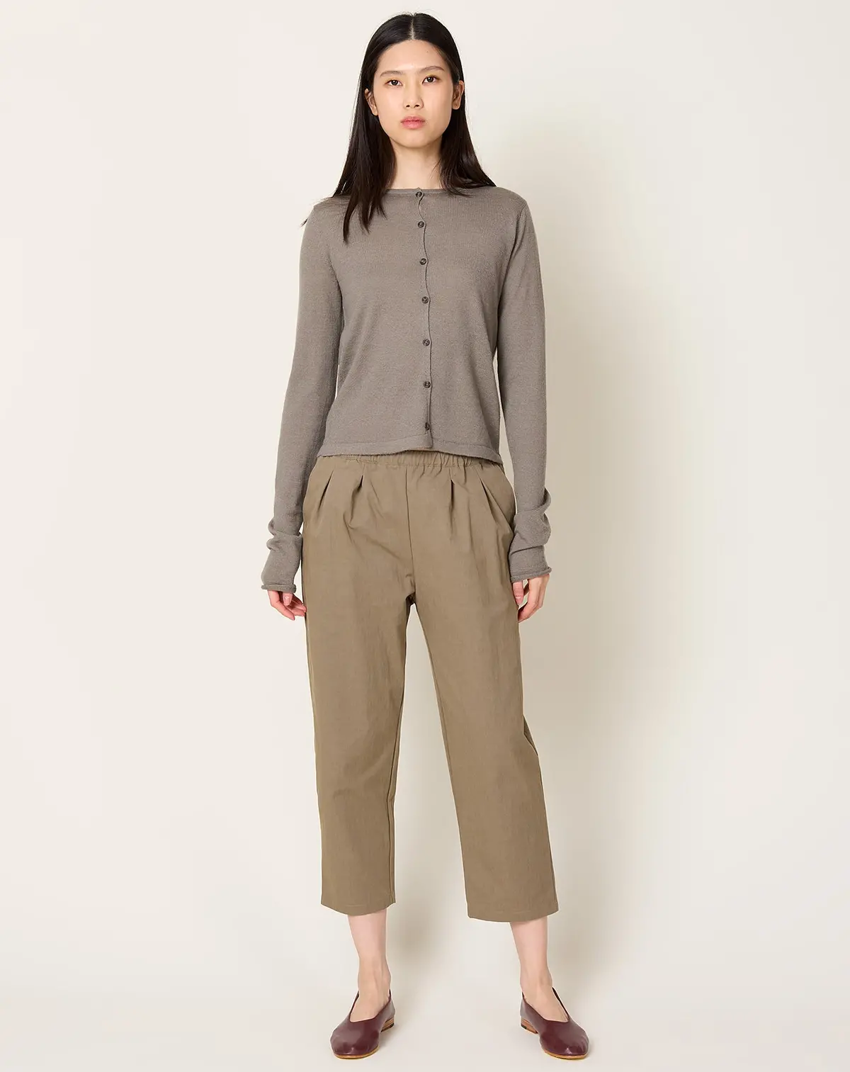 Pleat Front Trouser In Mud Heavy Cotton 1