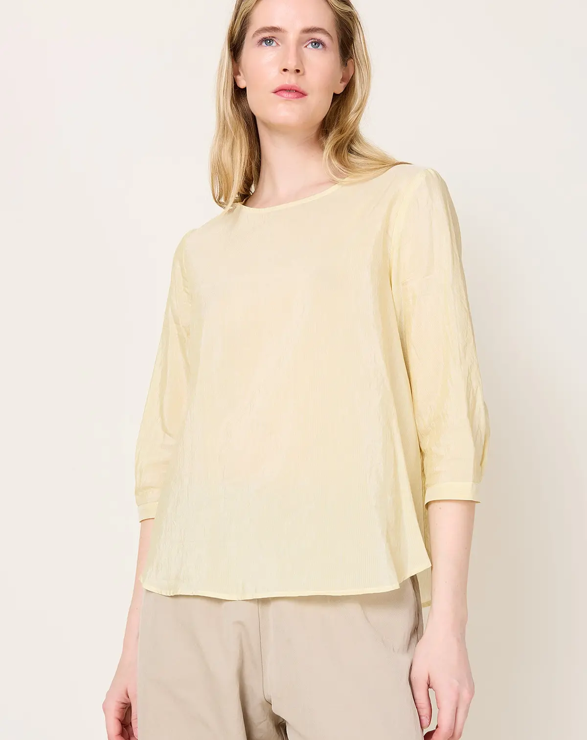 Cotton Silk Pinstripe Shirt In Lemon 1