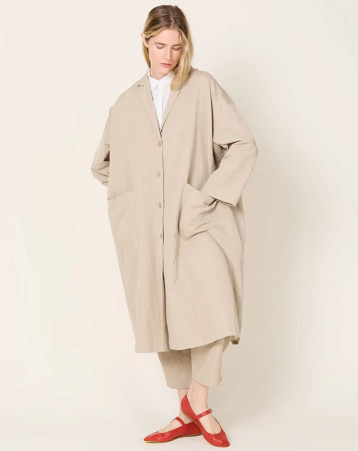 Technical Linen Coat In Ecru 1