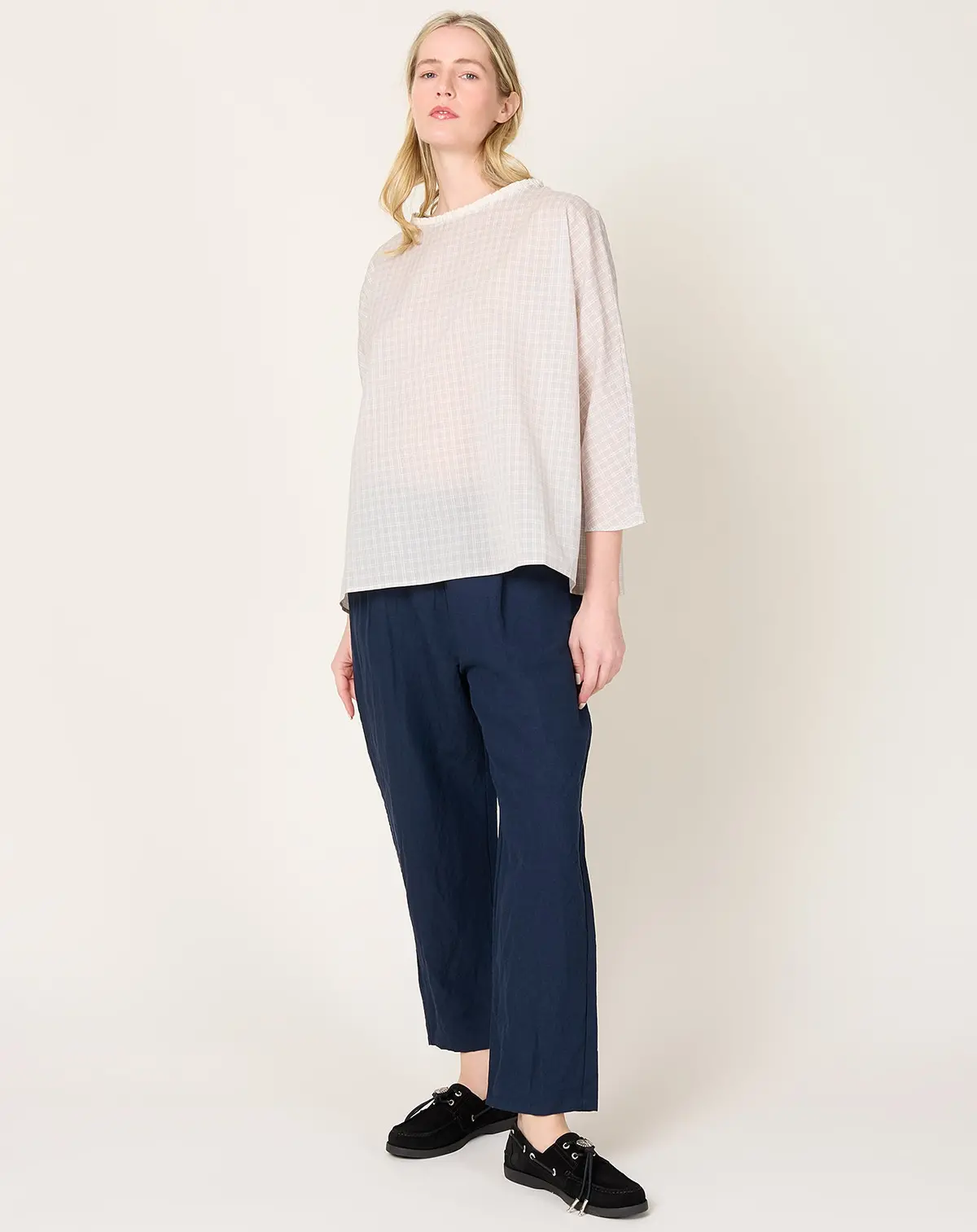 Silk Cotton Tartan Top In Tomato 1
