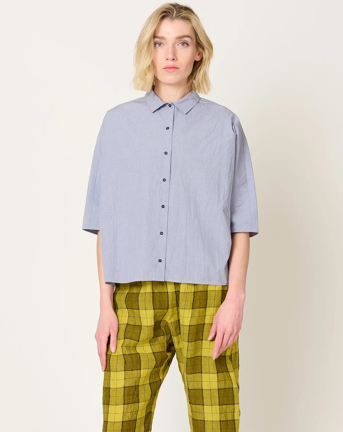 Micro Vichy Shirt In Black Sesame 1