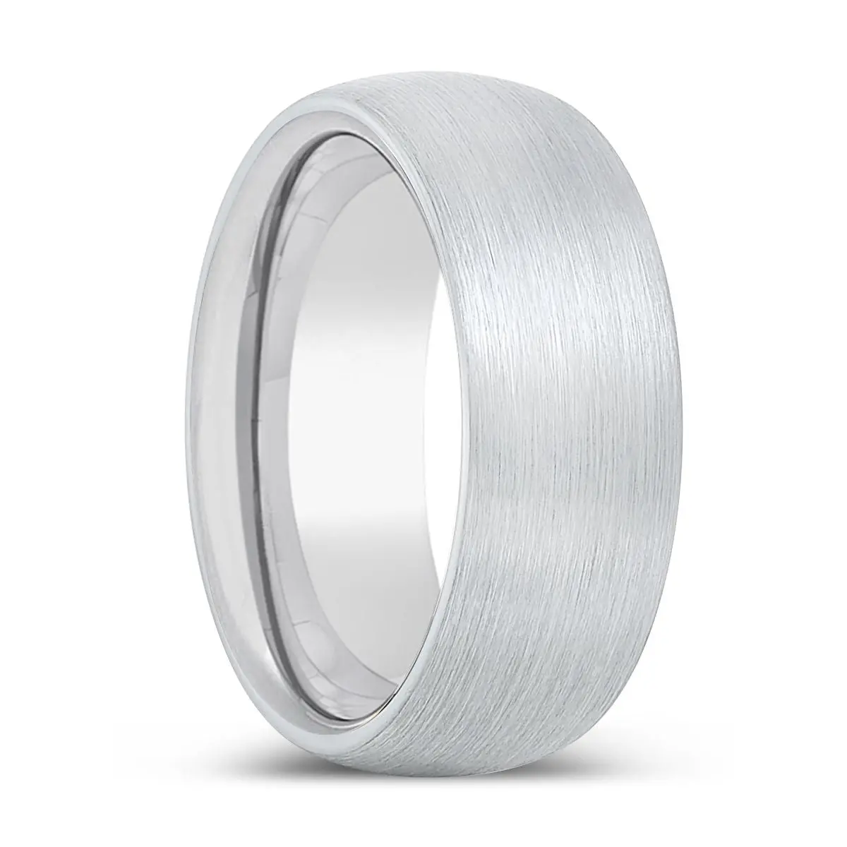 Arcdeacon | Silver Ring, White Tungsten Ring, Brushed, Domed 1