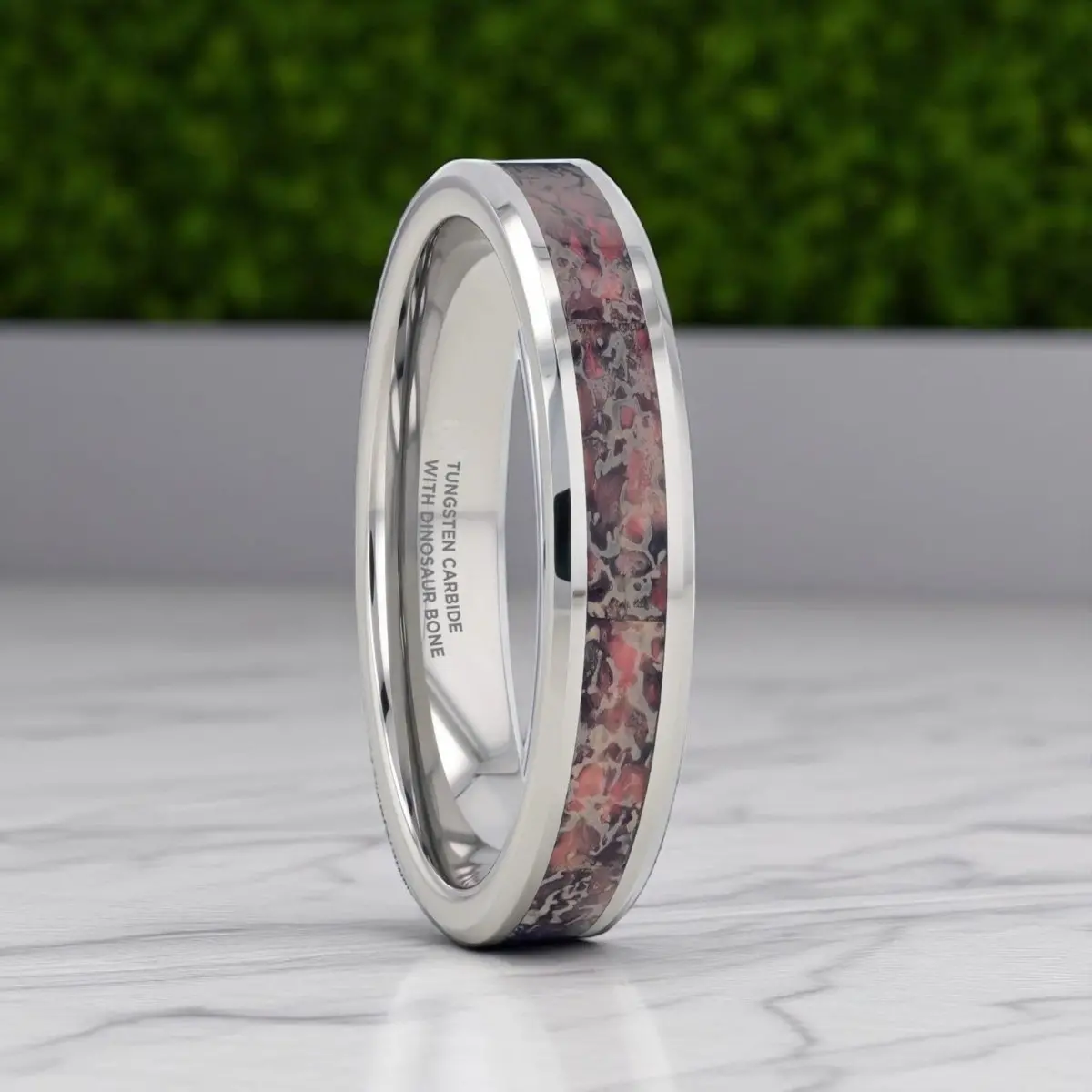 Archean | Pink Dinosaur Bone Tungsten Wedding Band 1