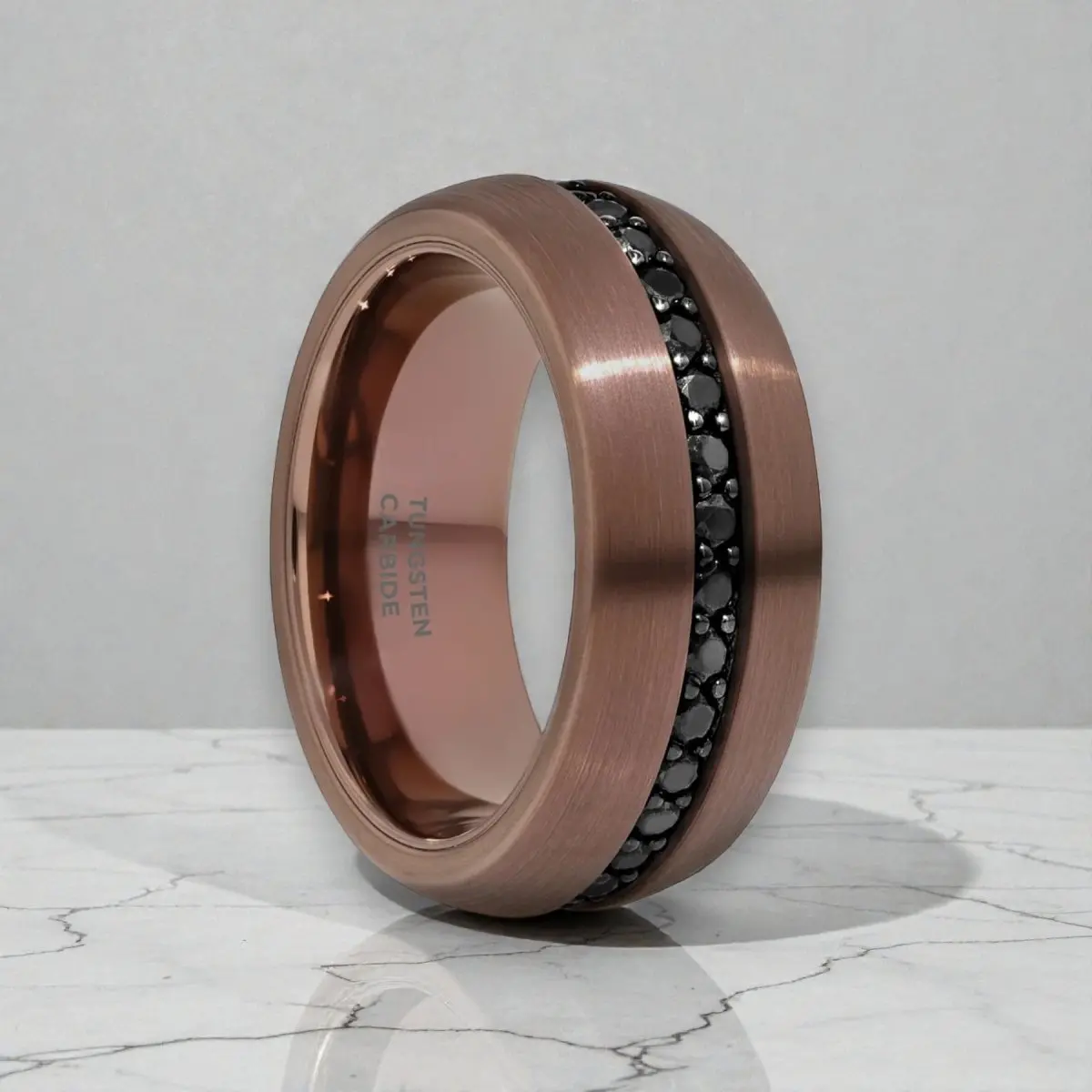 Artemis | Espresso Tungsten Ring With Black Sapphires 1