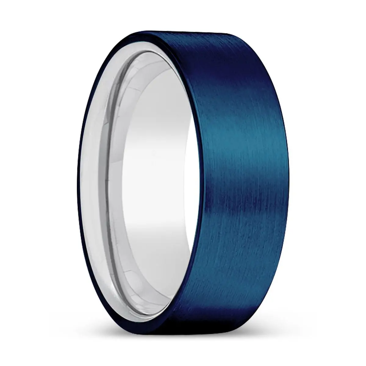 Astral | Silver Ring, Blue Tungsten Ring, Brushed, Flat 1