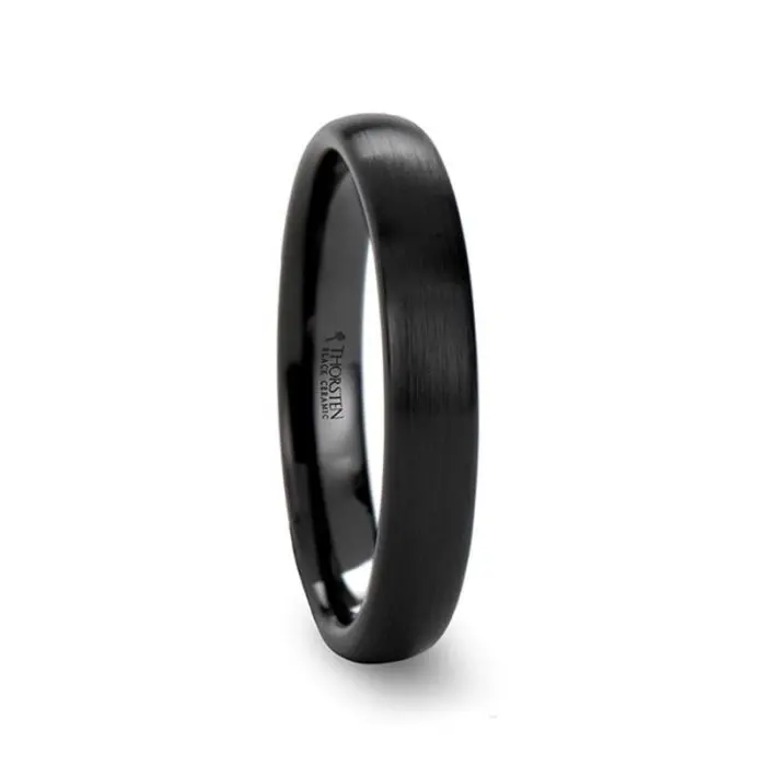 Attor | Black Ceramic Ring, Brushed Domed, 2Mm, 4Mm, 6Mm 1