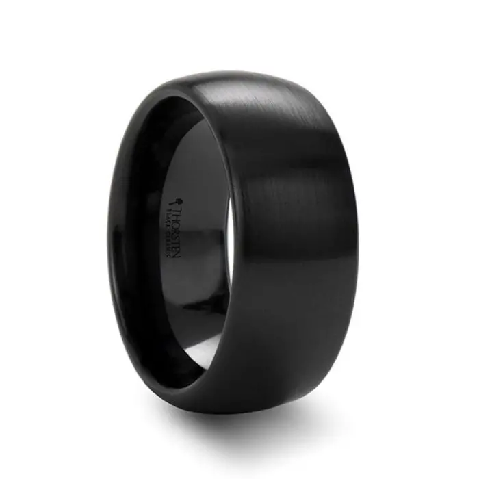 Attor | Black Ceramic Ring, Brushed Domed, 8Mm, 10Mm, 12Mm 1