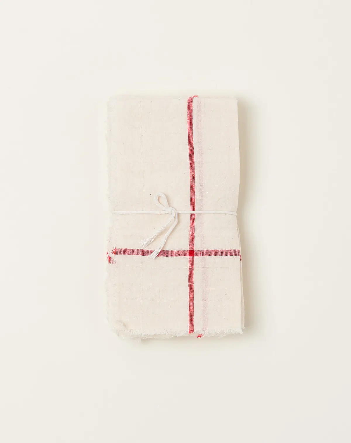 Natural Napkin Set In Red 1