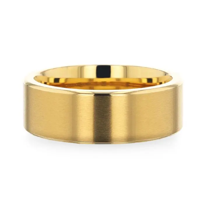 Aureliano | Gold Titanium Ring, Brushed, Beveled 3