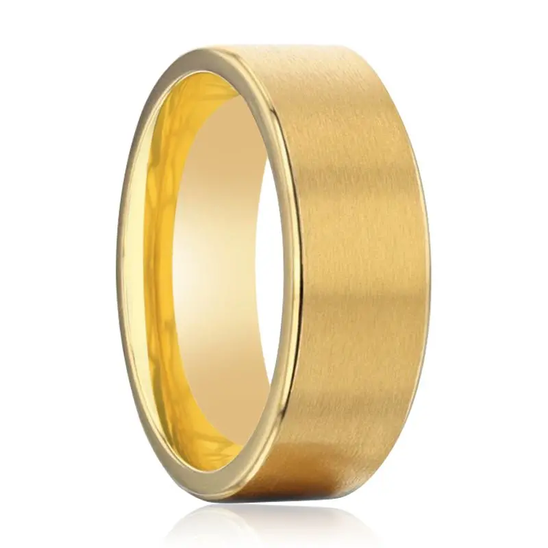 Aureliano | Gold Titanium Ring, Brushed, Beveled 1