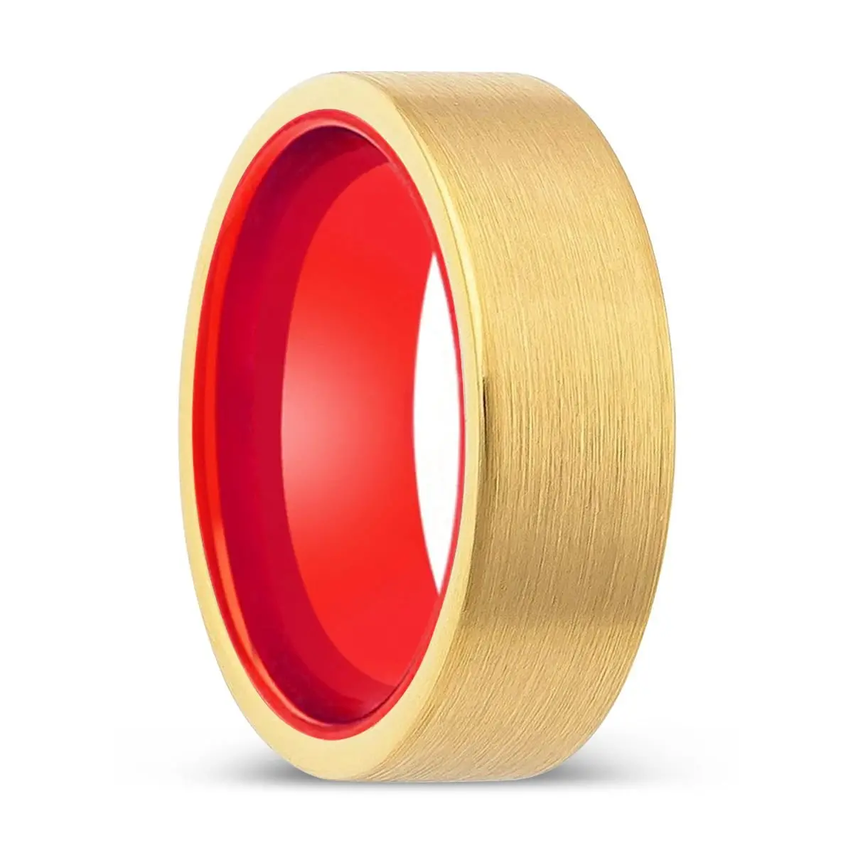Axminster | Red Ring, Gold Tungsten Ring, Brushed, Flat 1