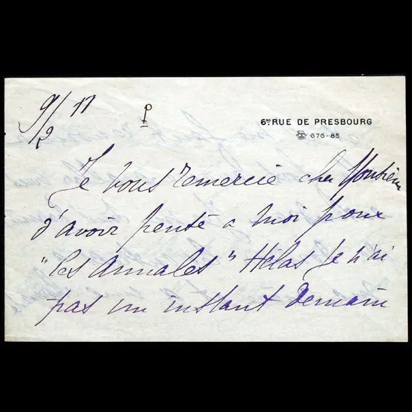 Billet Autographe Signé Par Jeanne Paquin (1911) 1