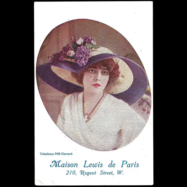 Lewis De Paris - Carte De La Maison De Chapeaux, 210 Regent Street À Londres (Circa 1910) 1