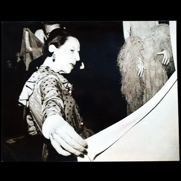 Diana Vreeland Posant Devant Une Robe Du Soir De Madeleine Vionnet À L’Exposition Inventive Clothes En 1973 1